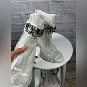 Karl Lagerfeld Jeweled Mesh Wedges — Sz 8